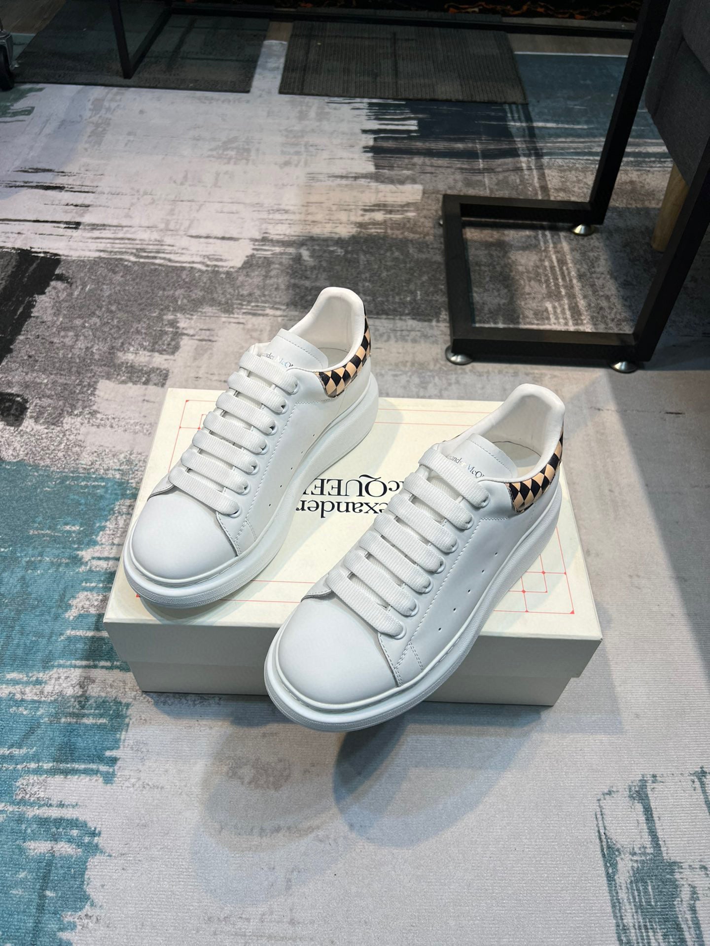 ALEXANDER MCQUEEN WHITE DAMIER