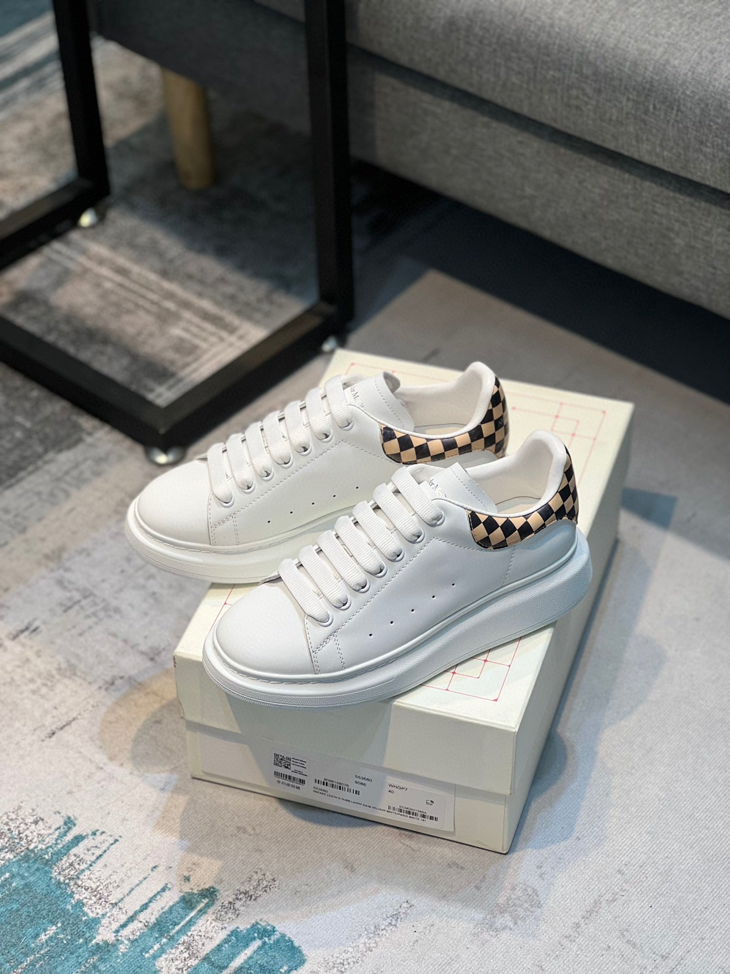 ALEXANDER MCQUEEN WHITE DAMIER